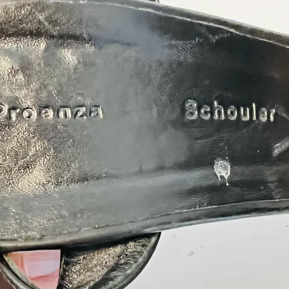 Proenza Schouler Sandals Women 8.5 Black Leather Ankle Strap Stiletto Heel Shoes